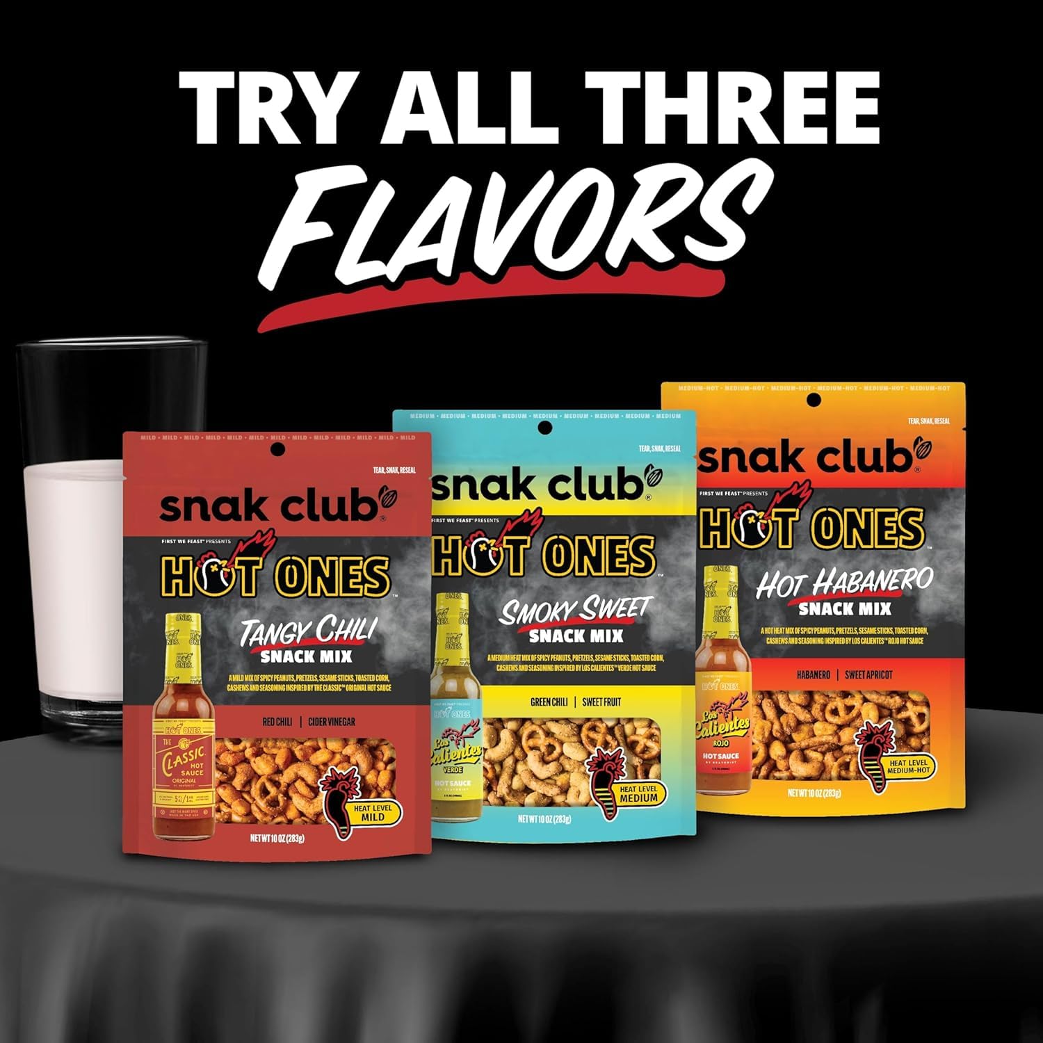 Snak Club x Hot Ones Hot Habanero Snack Mix – Novelty Birthday Gift for Hot Ones Super Fans and Spicy Food Lovers, 10 oz Shareable Bag