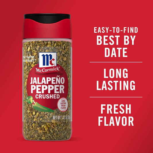 McCormick Crushed Jalapeño Pepper, 1.37 oz — One Clean Ingredient for a Clutter-Free Spice Rack, No Additives or Added Sodium
