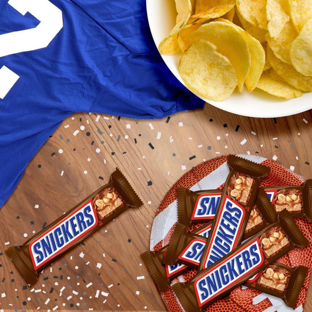 SNICKERS NFL Football Full Size Chocolate Candy Bars – Ready-to-Give Game Day Gift Basket for Football Fans and Hosts
