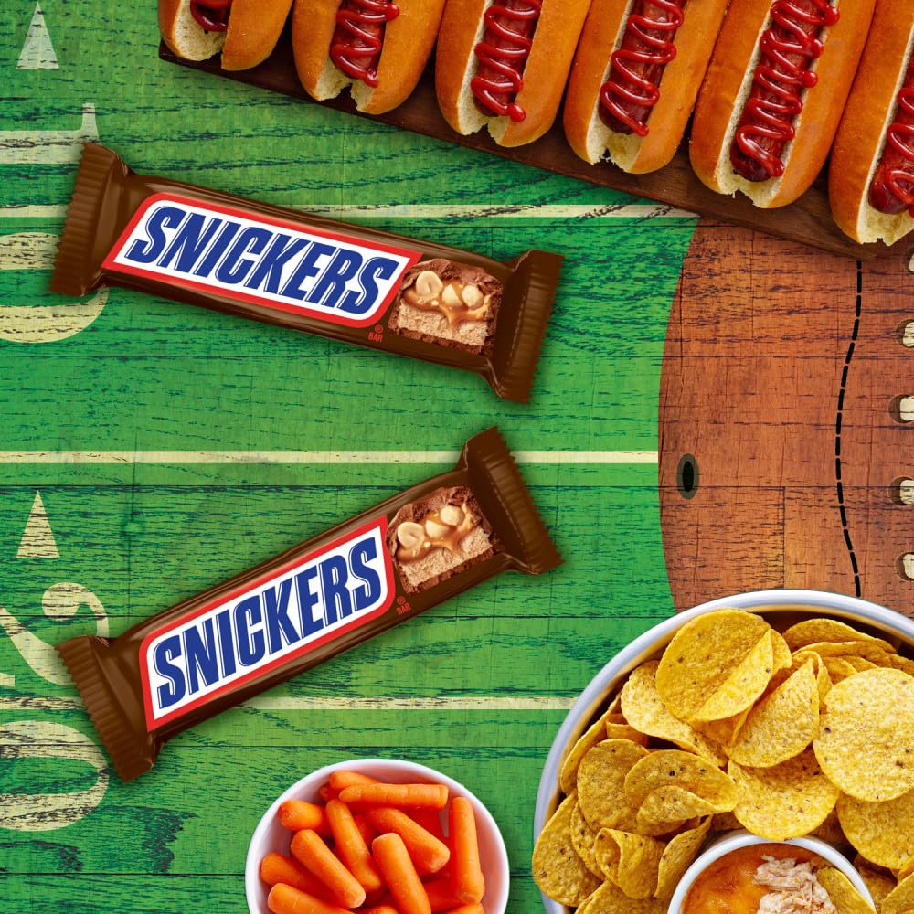 SNICKERS NFL Football Full Size Chocolate Candy Bars – Ready-to-Give Game Day Gift Basket for Football Fans and Hosts
