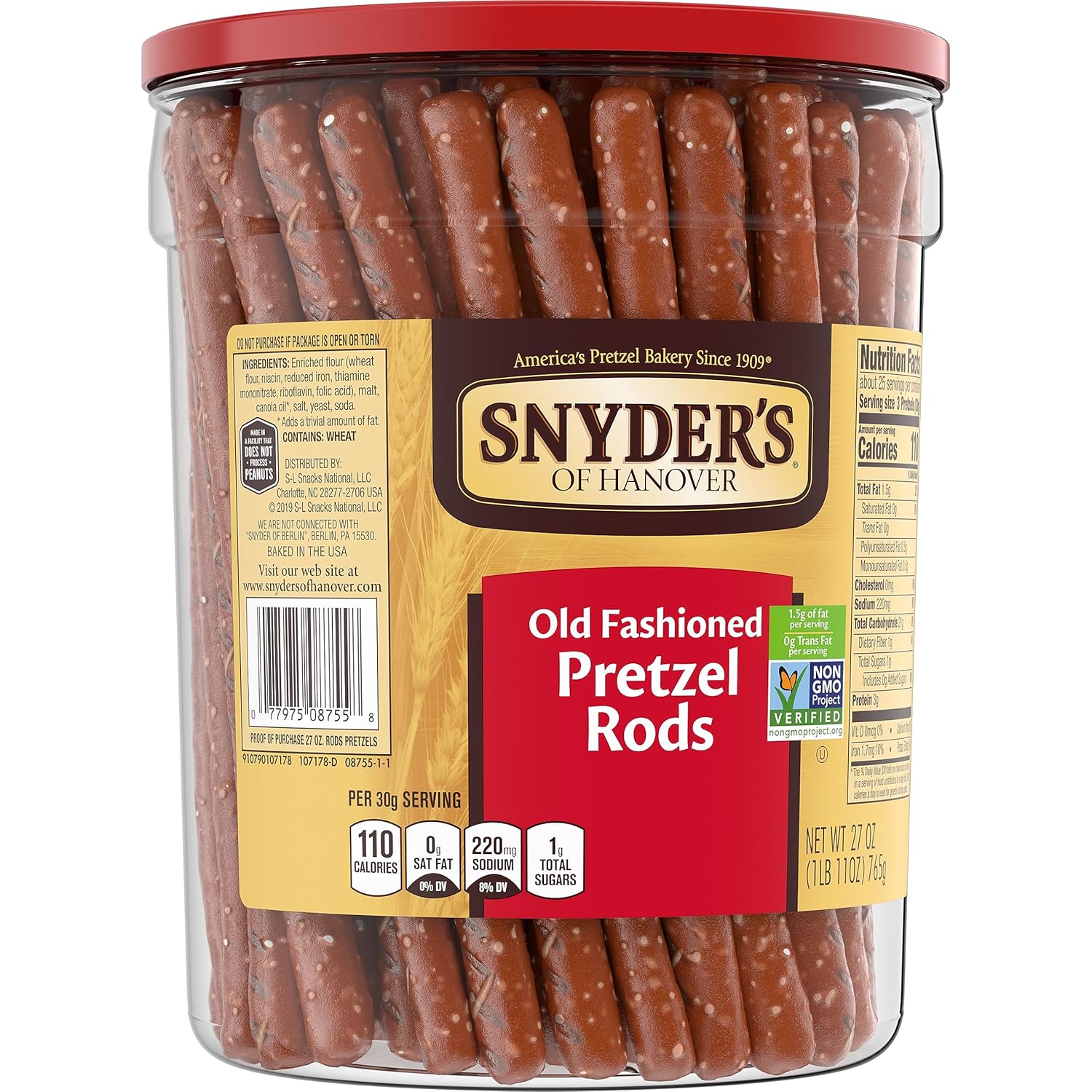 Snyder's of Hanover Pretzel Rods – Nut-Free Lunchbox Snack for Kids' Lunchboxes and After-School Cravings