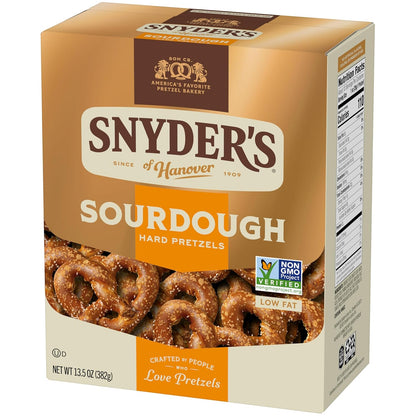 Snyder's of Hanover Sourdough Hard Pretzels – Fat-Free Pantry Snack for Home Office Wind-Down Breaks