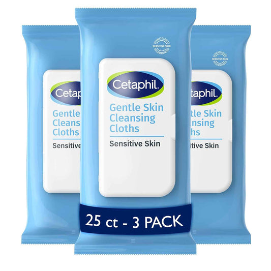 Cetaphil Face and Body Wipes – Gentle Nightly Cleansing Cloths for Sensitive Skin Self-Care Rituals