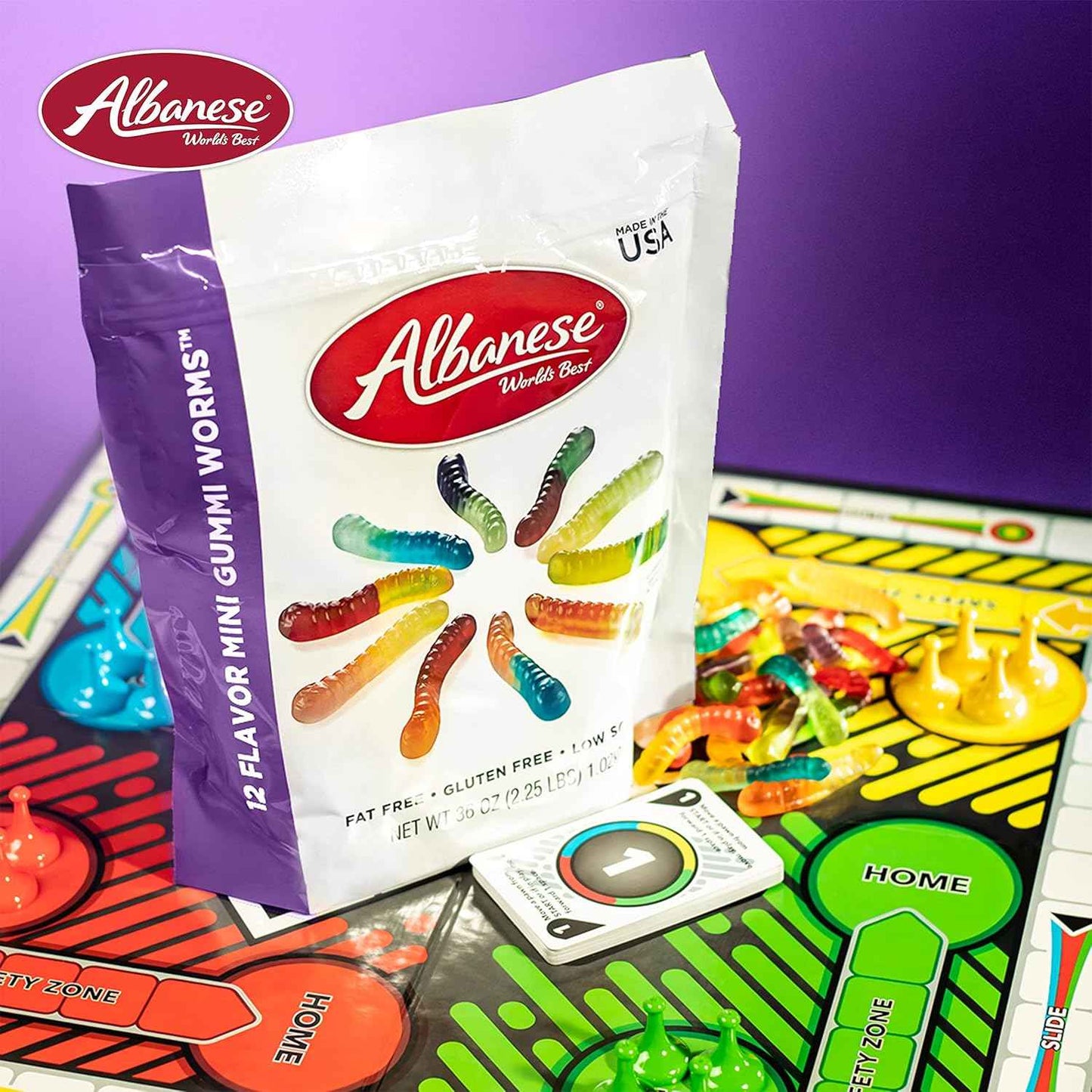 Albanese Mini Gummi Worms – Road Trip and Travel Snack for Families, 12 Flavor 36oz Resealable Bag