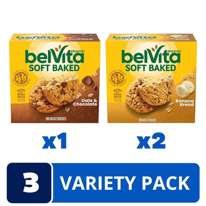 belVita Banana Bread & Oats & Chocolate Biscuit Bars – Portable Mid-Morning Desk Snack to Beat the 10am Crash