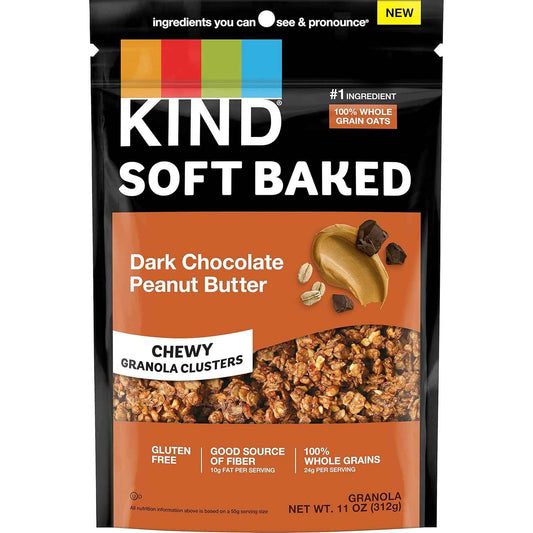 KIND Soft Baked Granola – Dark Chocolate Peanut Butter Desk Snack for Focused Home Office Energy, 5g Protein