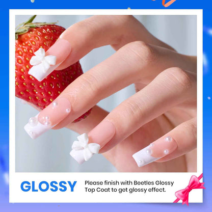 Beetles 3-Step Gel Nail Set – Simple Base Coat White Polish and No Wipe Top Coat for an Uncluttered Vanity