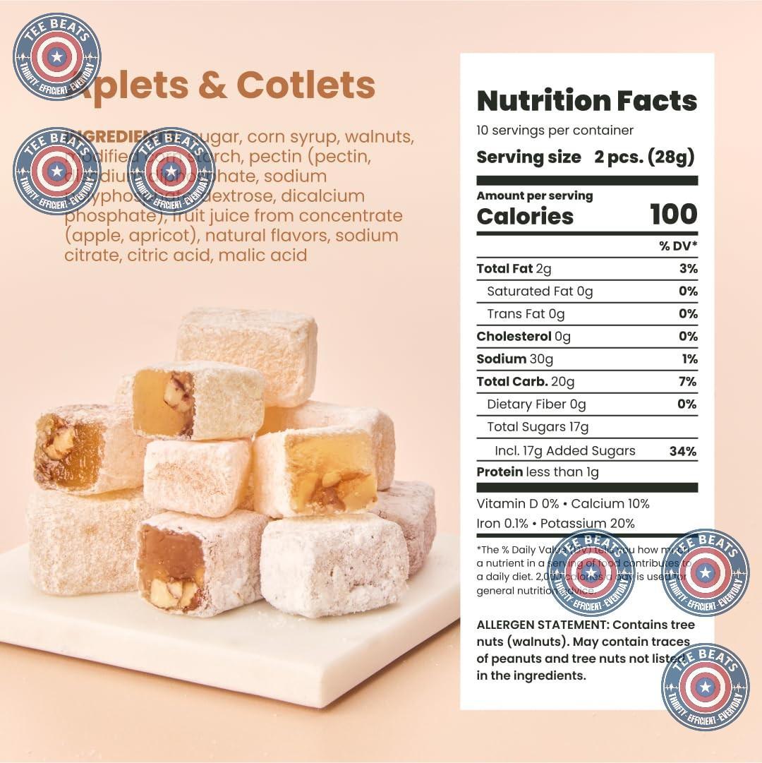 soft chewy turkish delight (lokum) texture with apricot and walnut pieces