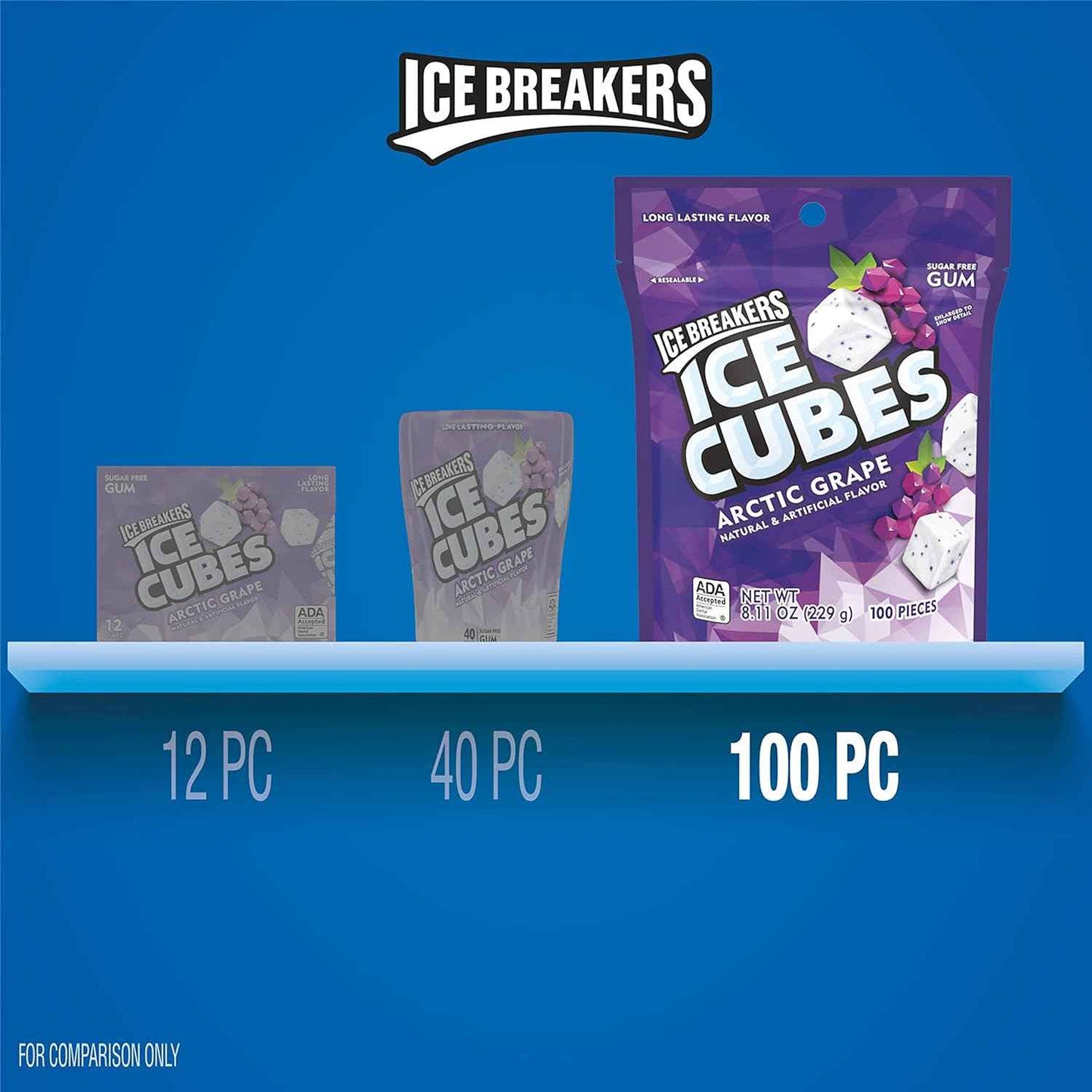 ICE BREAKERS Arctic Grape Chewing Gum – Sugar-Free Lunch Box Treat for Kids