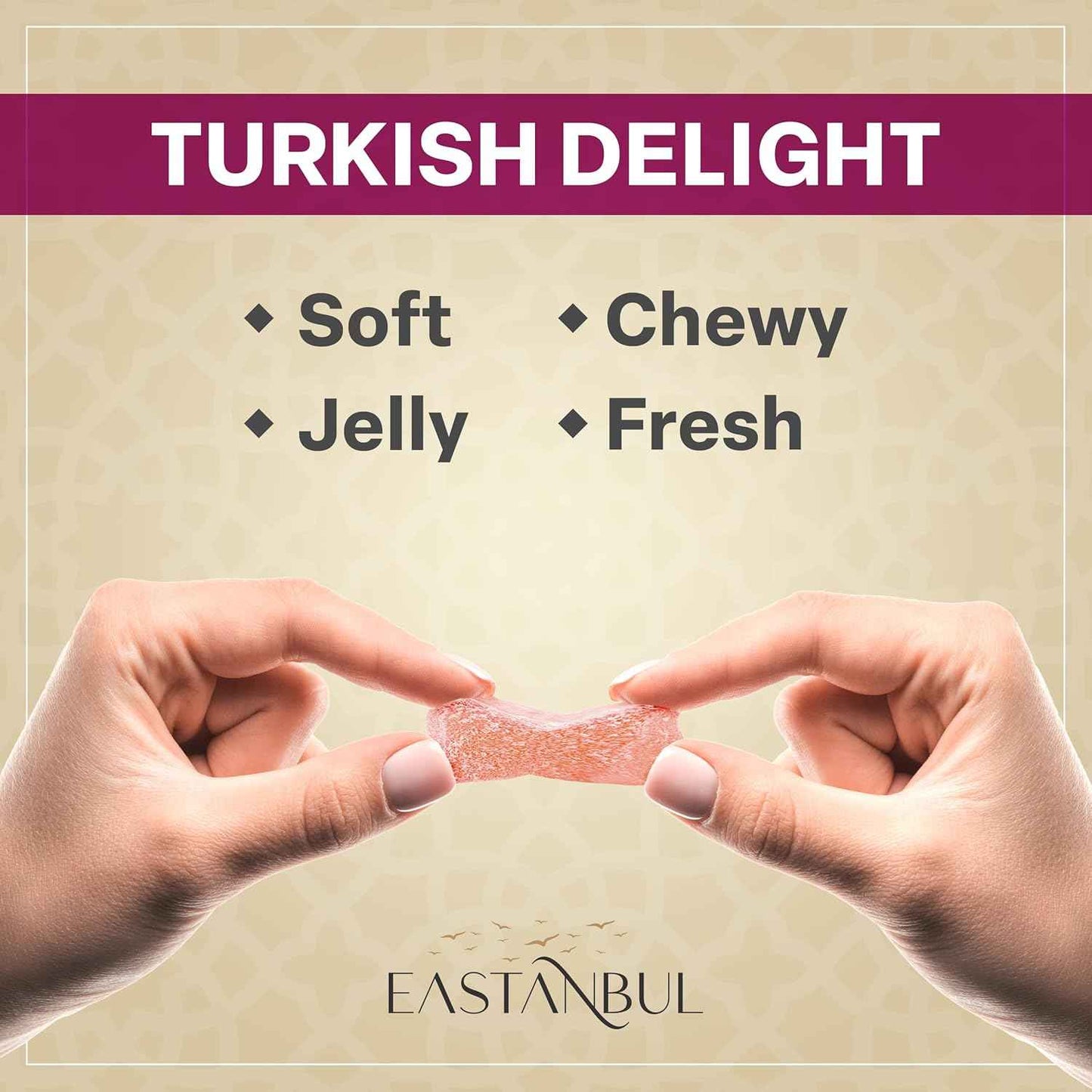 Eastanbul Lokum 4-Flavor Variety Pack, Low-Calorie Soft Chewy Candy for Healthy Office Snack Drawer