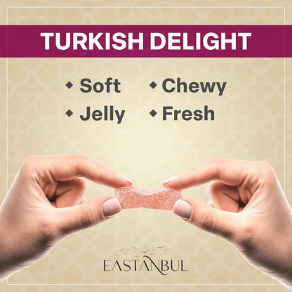Eastanbul Lokum 4-Flavor Variety Pack, Low-Calorie Soft Chewy Candy for Healthy Office Snack Drawer