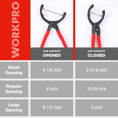 WORKPRO 12" Adjustable Oil Filter Pliers – Driveway Maintenance Tool, Removes Seized Filters Anywhere You Park