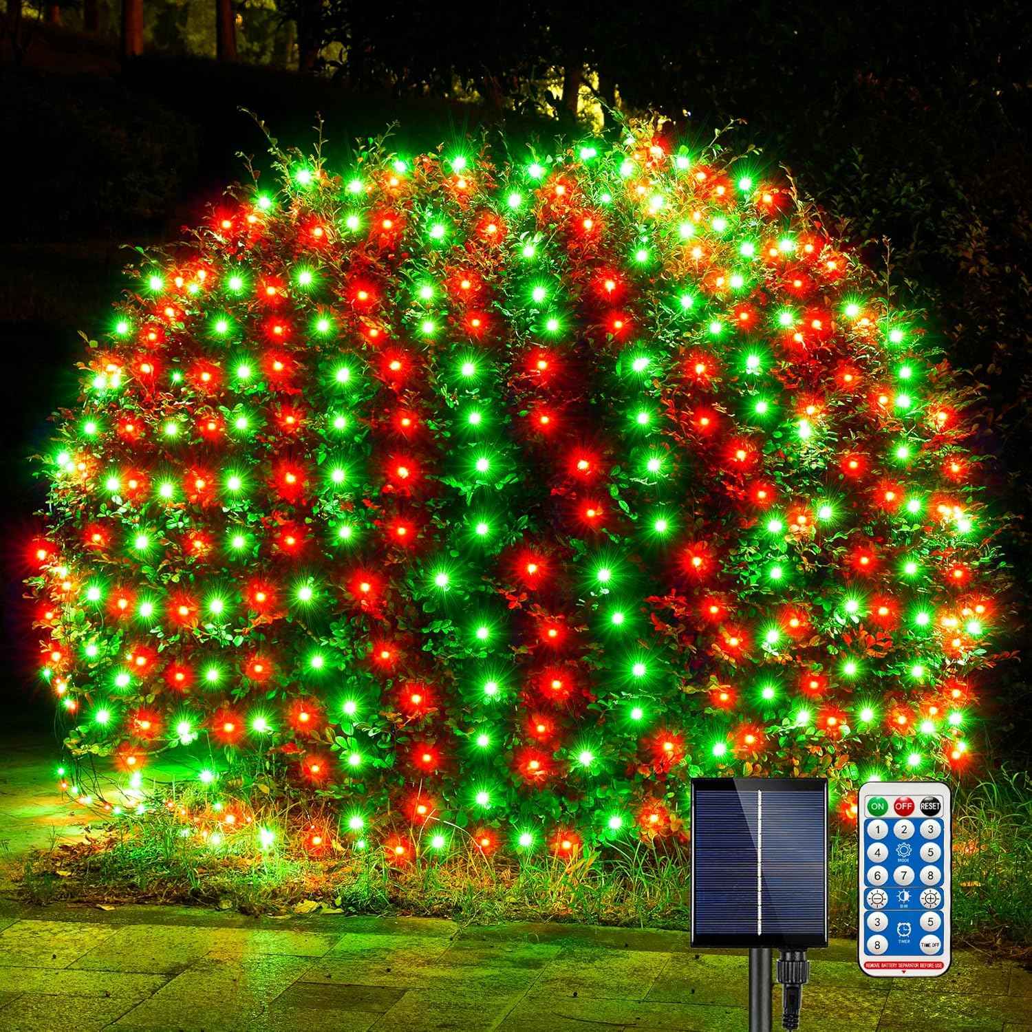 WBao Solar Christmas Net Lights – Thoughtful Holiday Gift for Her, Solar Powered 200LED Mesh with 8 Modes and Remote for Mom and Grandma