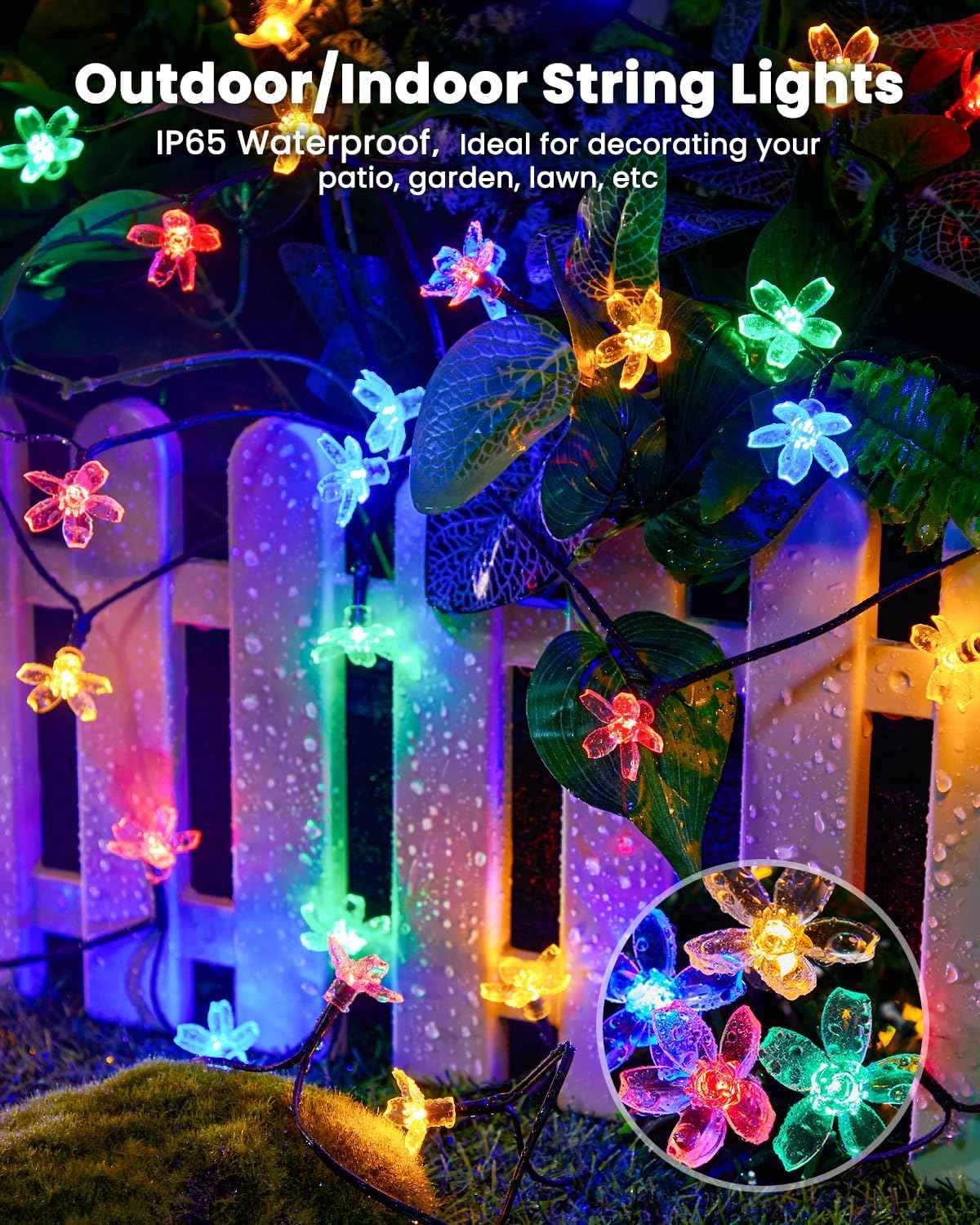 Brightown Solar Cherry Blossom String Lights – Thoughtful Birthday Gift for Mom & Women, Patio Garden Decor