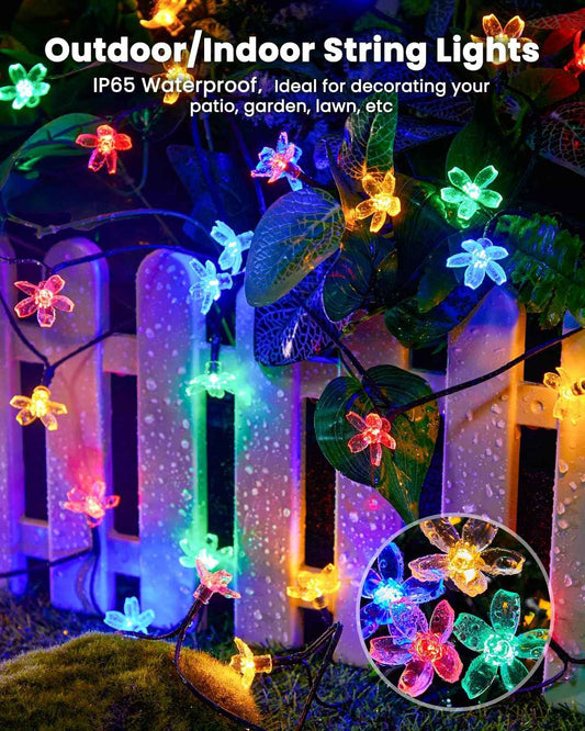 Brightown Solar Cherry Blossom String Lights – Thoughtful Birthday Gift for Mom & Women, Patio Garden Decor