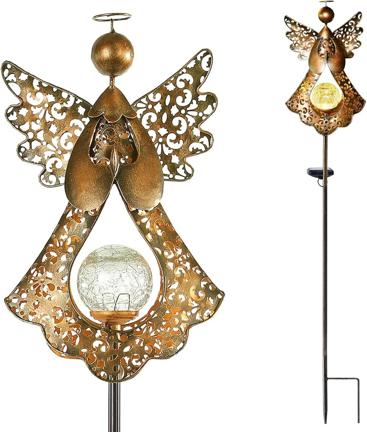 Starryfill Angel Solar Stake Light – Weatherproof Garden and Lawn Decor, 40.5" Bronze Finish