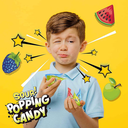Sour Popping Rocks - Stocking Stuffer and Small Novelty Gift for Kids - 40 Count Bag of Individually Wrapped Sour Popping Candy Pouches