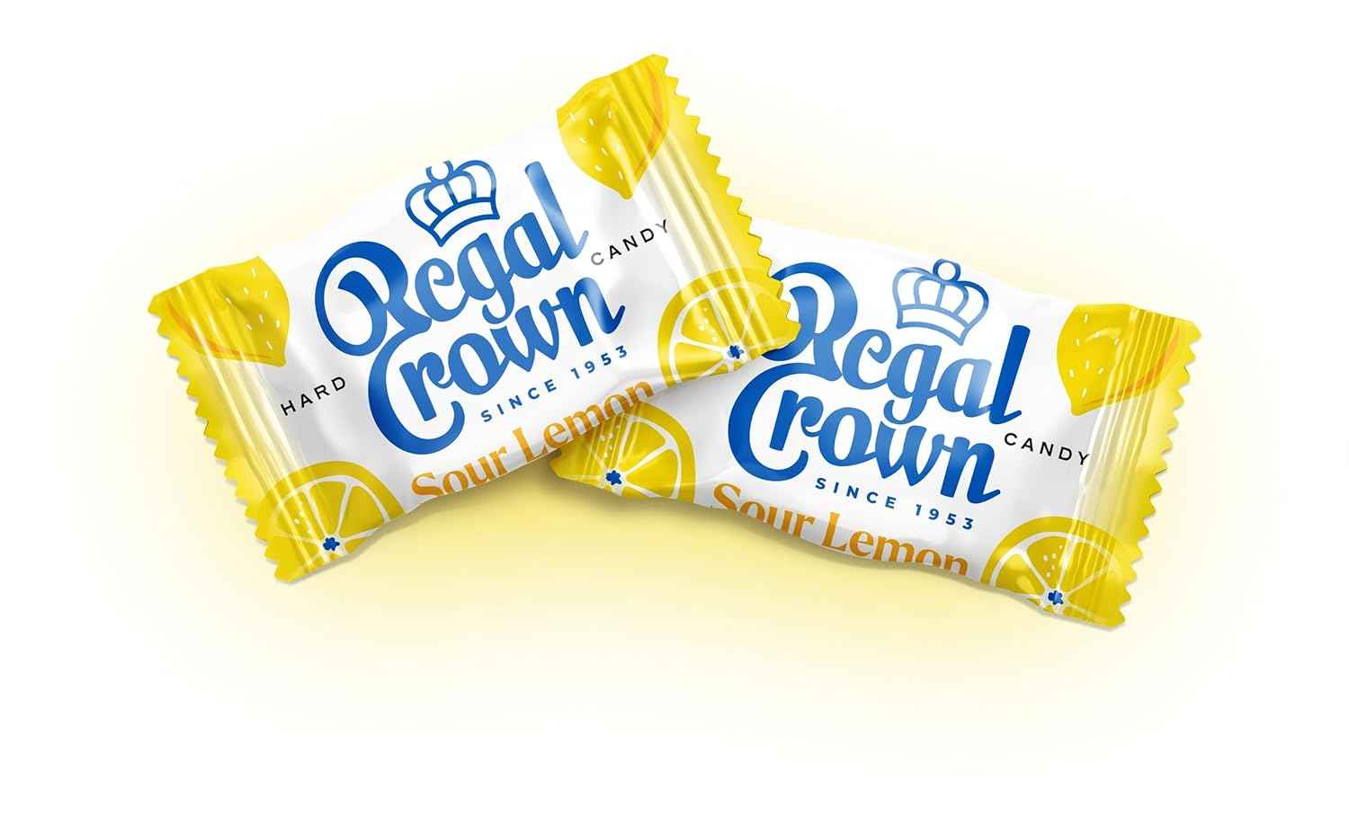 Regal Crown Sour Lemon Hard Candy – Kids Lunchbox Treat, Individually Wrapped British Sweets with No Artificial Colors (6.25 oz)