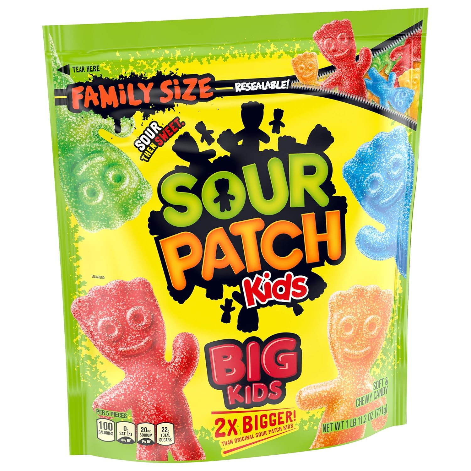 SOUR PATCH KIDS Big Kids Soft & Chewy Candy, Fun Birthday Party Favor Bag Stuffer, 1.7 lb