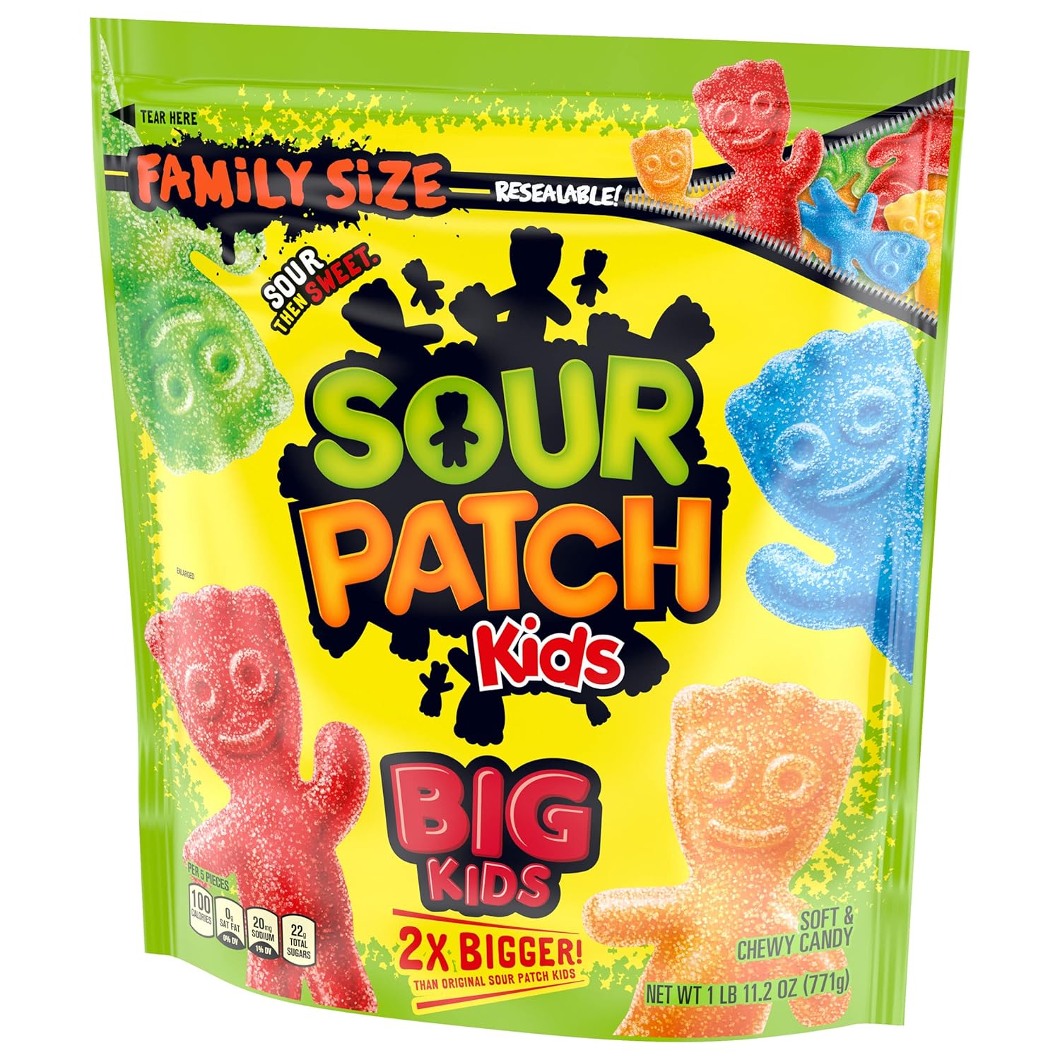 SOUR PATCH KIDS Big Kids Soft & Chewy Candy, Fun Birthday Party Favor Bag Stuffer, 1.7 lb