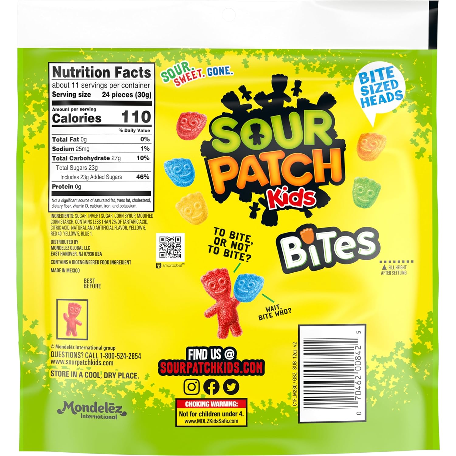 SOUR PATCH KIDS Bites Soft & Chewy Candy, 12 oz – Nostalgic Birthday Gift for Her
