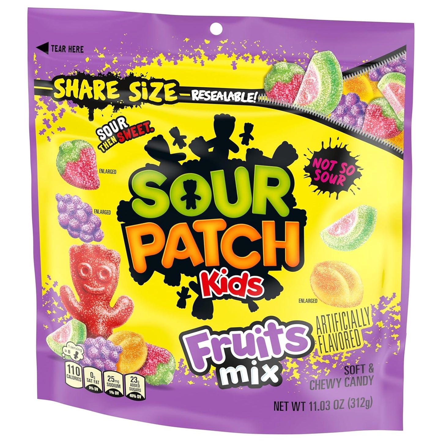SOUR PATCH KIDS Fruits Mix Gummy Candy for Holiday Gift Baskets and Birthday Care Packages, 11.03 oz