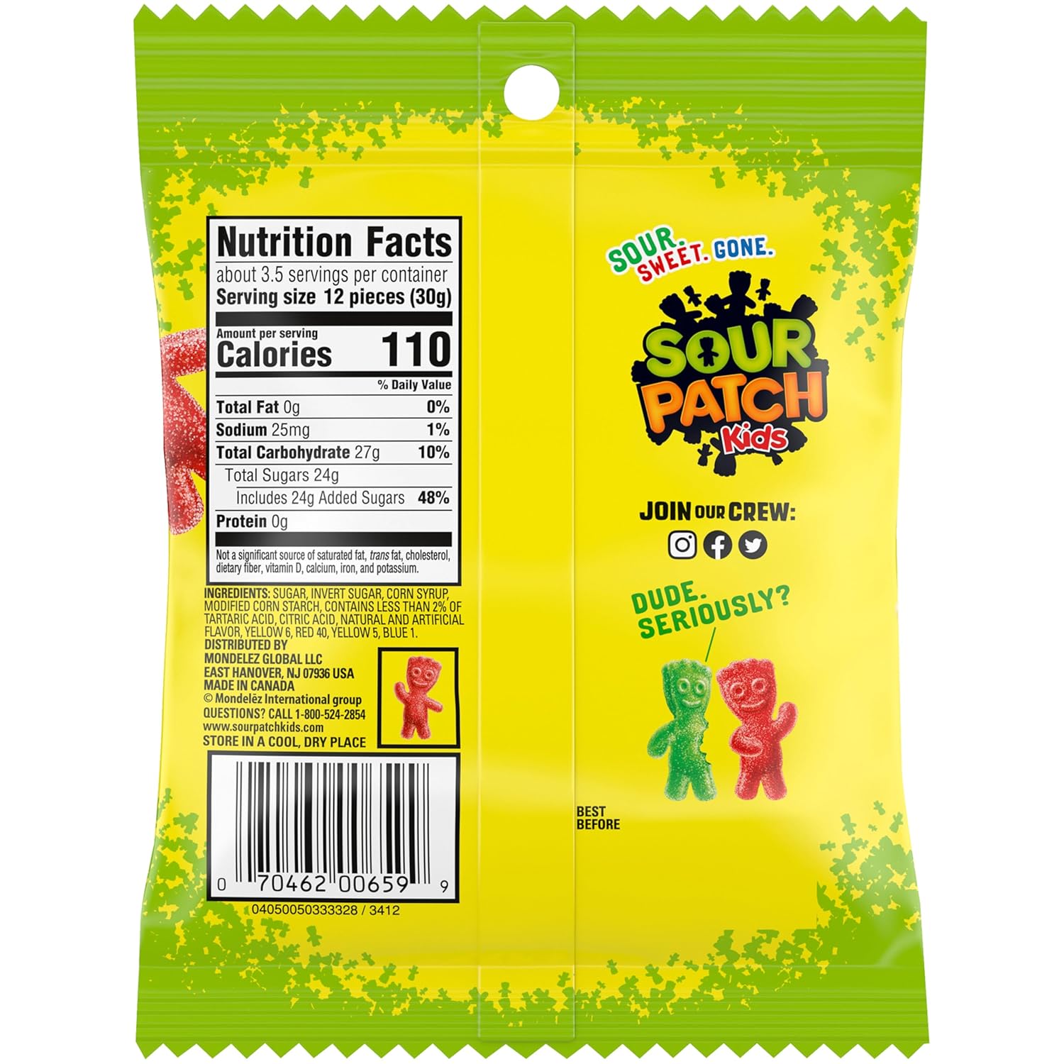 Sour Patch Kids Original Soft & Chewy Candy 12-Pack – Nostalgic Birthday Party Favor and Care Package Gift for College Students