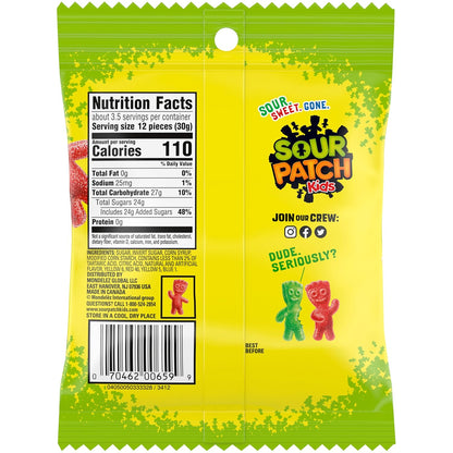 Sour Patch Kids Original Soft & Chewy Candy 12-Pack – Nostalgic Birthday Party Favor and Care Package Gift for College Students