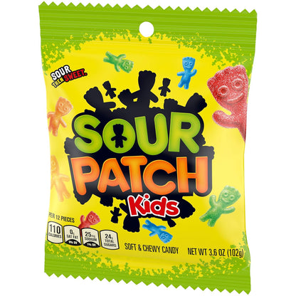 Sour Patch Kids Original Soft & Chewy Candy 12-Pack – Nostalgic Birthday Party Favor and Care Package Gift for College Students