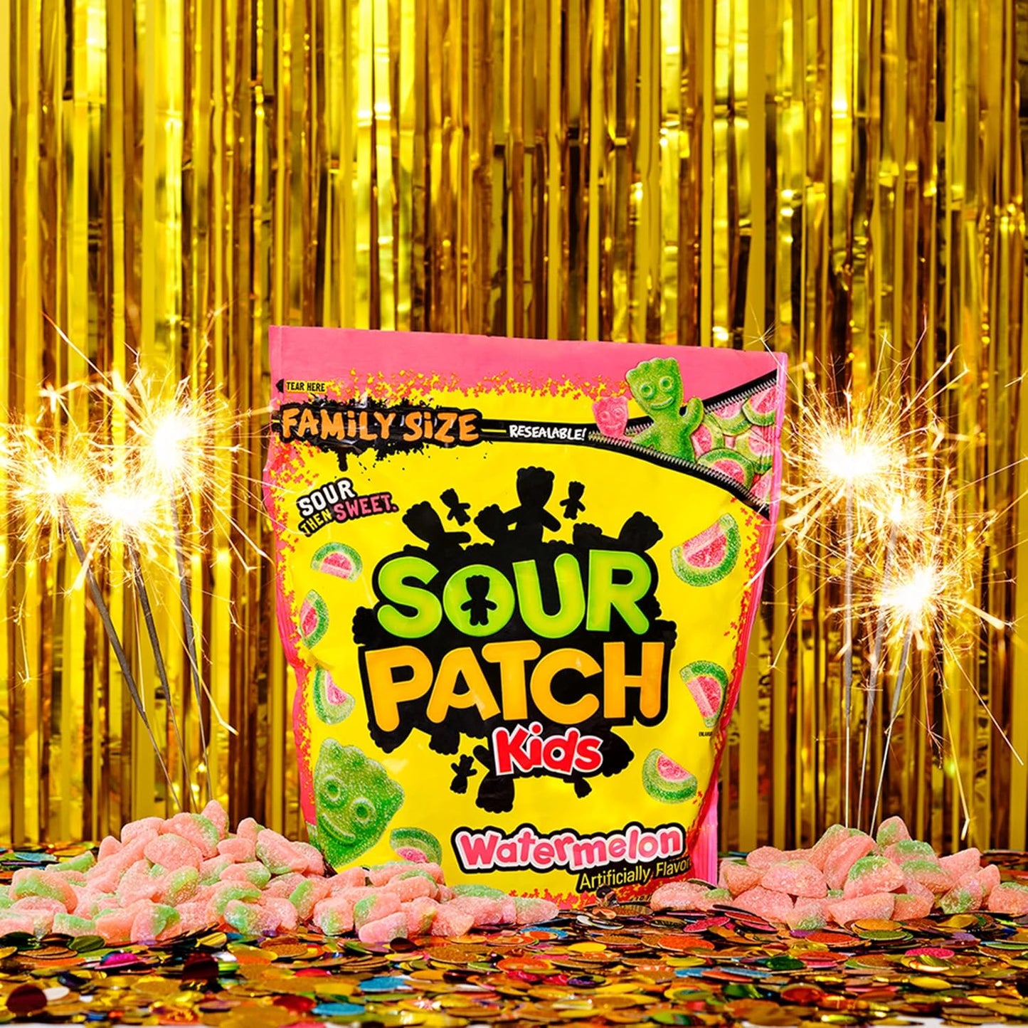 SOUR PATCH KIDS Watermelon Soft & Chewy Candy – Fun Birthday Gift Basket Filler for Kids and Teens, 1.8 lb Bag