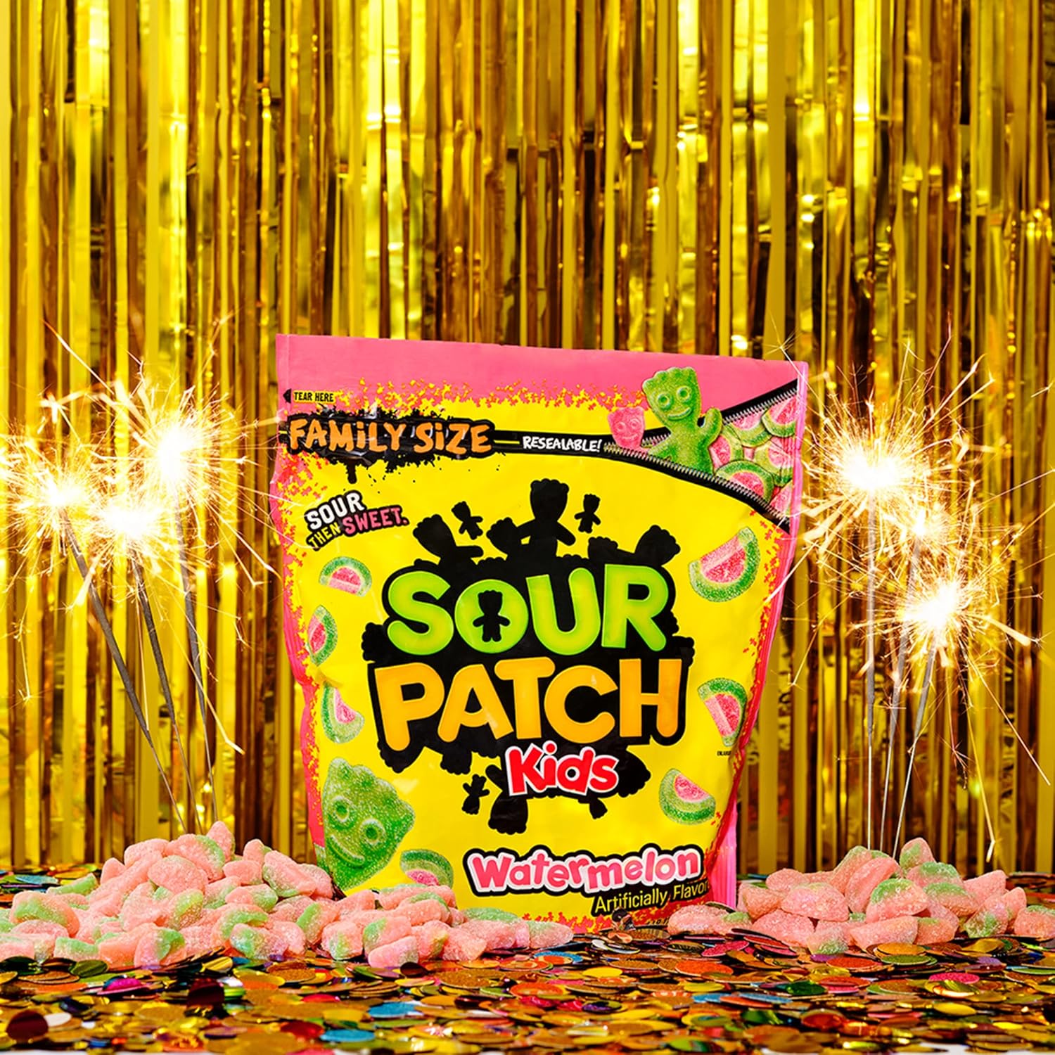 SOUR PATCH KIDS Watermelon Soft & Chewy Candy – Fun Birthday Gift Basket Filler for Kids and Teens, 1.8 lb Bag