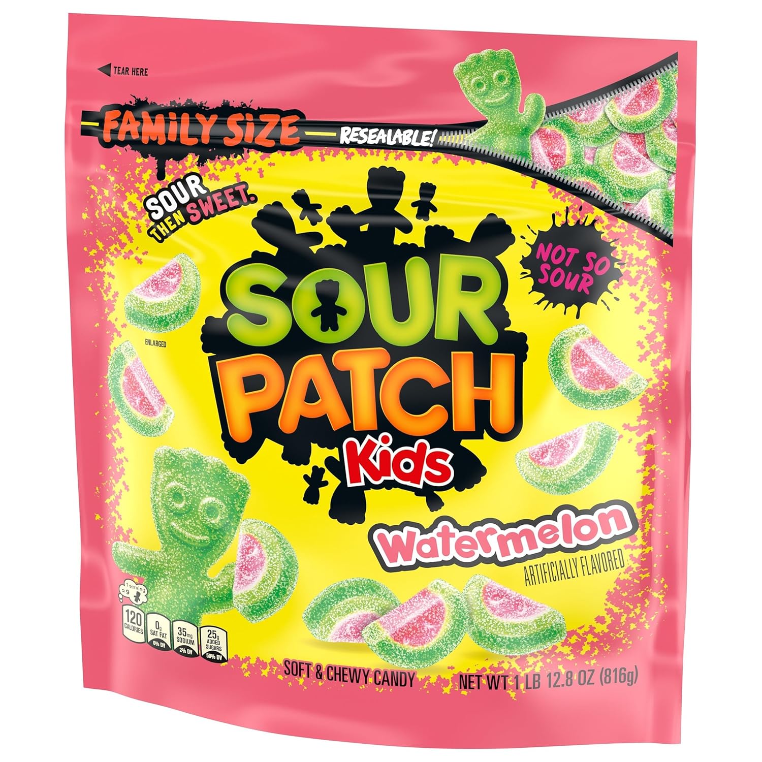 SOUR PATCH KIDS Watermelon Soft & Chewy Candy – Fun Birthday Gift Basket Filler for Kids and Teens, 1.8 lb Bag