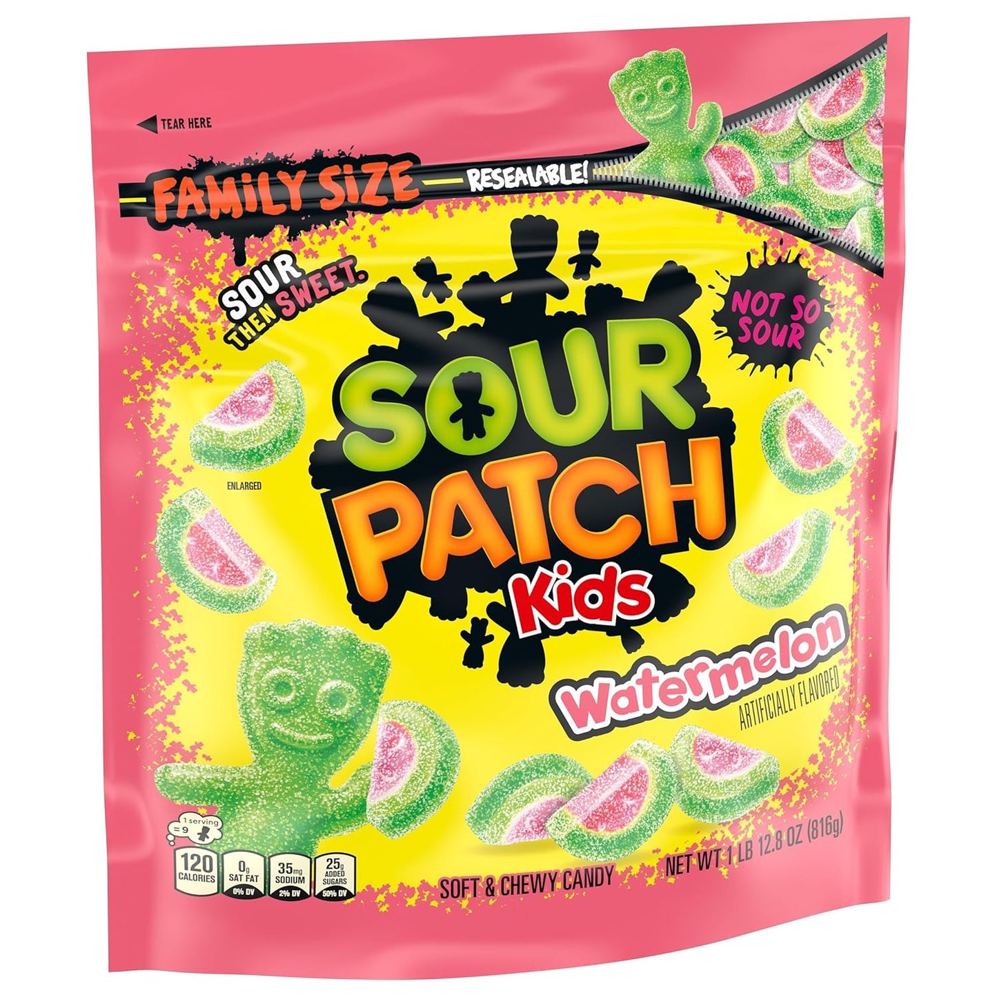 SOUR PATCH KIDS Watermelon Soft & Chewy Candy – Fun Birthday Gift Basket Filler for Kids and Teens, 1.8 lb Bag