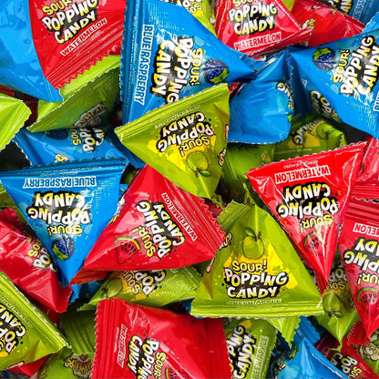 Sour Popping Rocks - Stocking Stuffer and Small Novelty Gift for Kids - 40 Count Bag of Individually Wrapped Sour Popping Candy Pouches