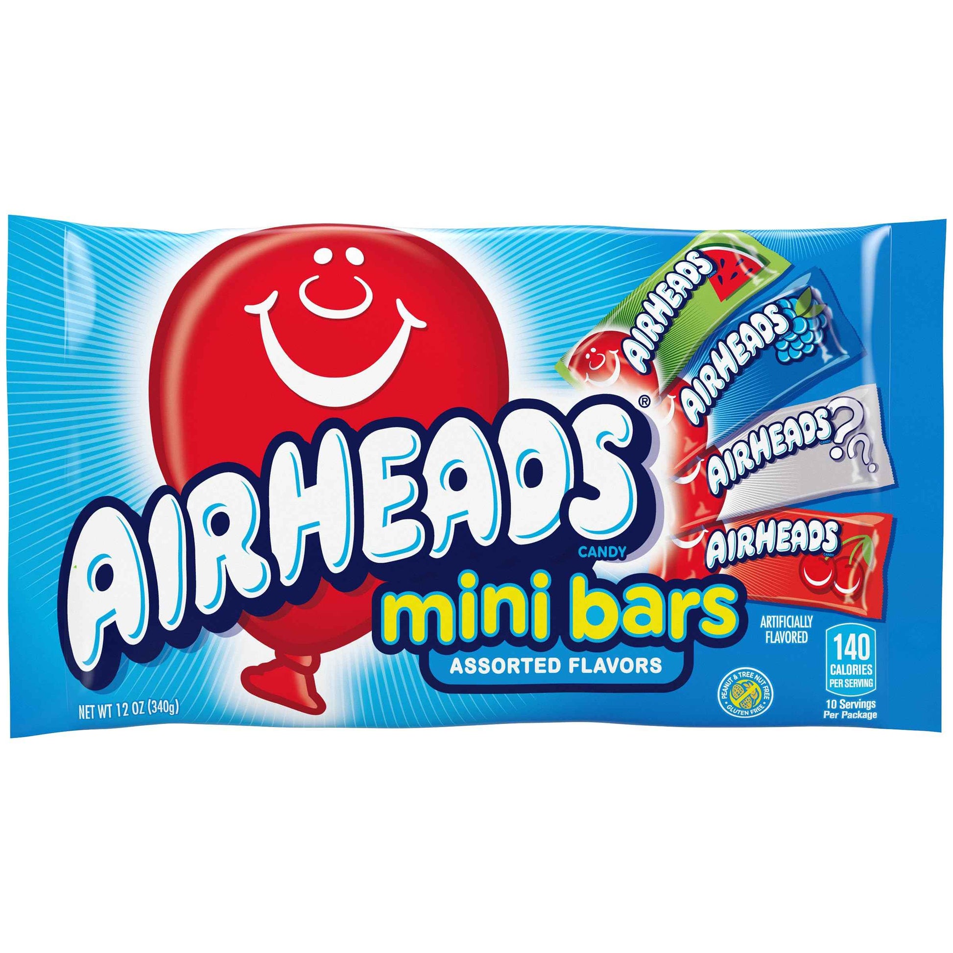 Airheads Candy Patriotic Red White and Blue Variety Bag, Heat-Resistant Individually Wrapped Mini Bars for Parade Routes, 12oz