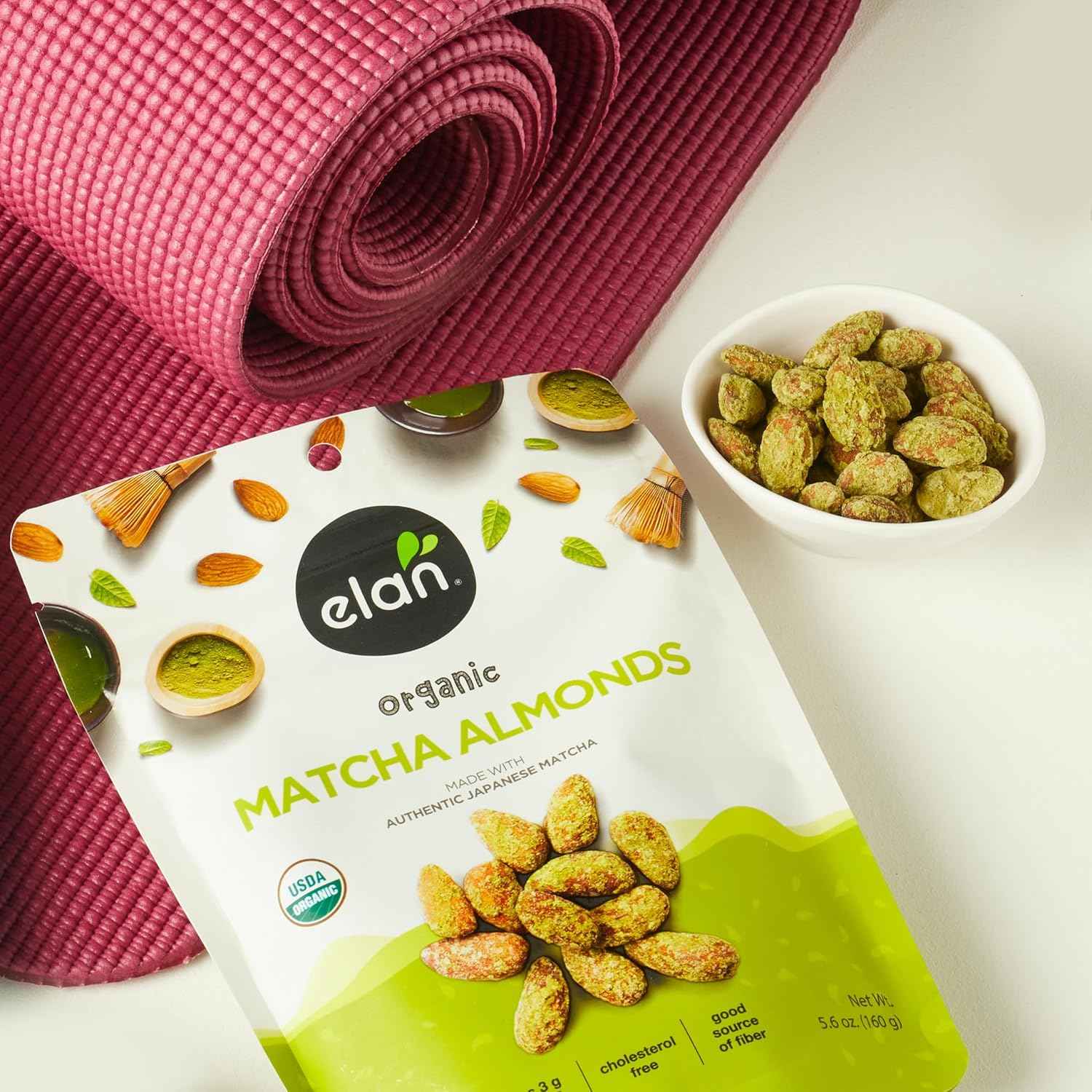 Elan Matcha Almonds – Portable Snack for Camping Trips and Picnic Baskets