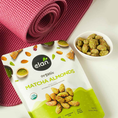 Elan Matcha Almonds – Portable Snack for Camping Trips and Picnic Baskets