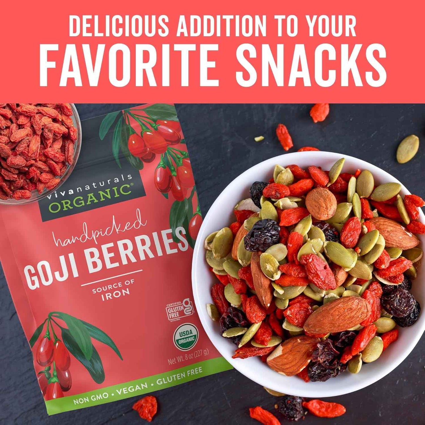 Viva Naturals Organic Goji Berries – Thoughtful Wellness Gift for Her, Birthday and Holiday Self-Care Present, 8 oz