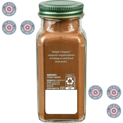 Simply Organic Ground Ceylon Cinnamon – Award-Winning Cinnamomum Verum for Pastry Chefs, Elegant Glass Jar