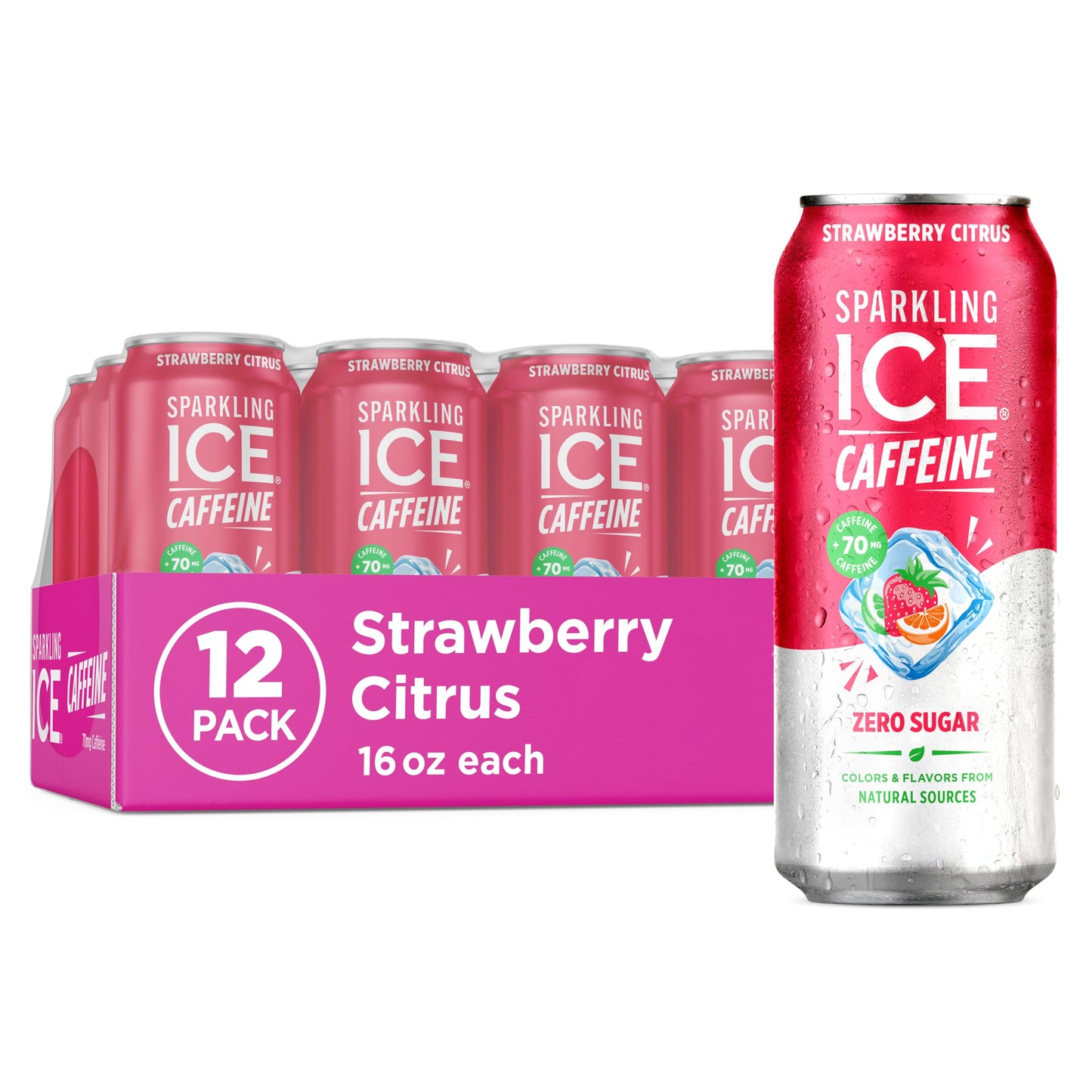 Sparkling Ice Caffeine Black Raspberry Sparkling Water Holiday Gift Idea, Low Calorie Sparkling Drink for the Health Conscious Friend