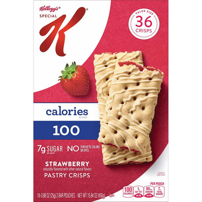 Special K Bar Pastry Crisps, Strawberry – Pre-Portioned Desk Snack for Afternoon Energy at the Office