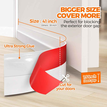 Holikme Under Door Draft Blocker for Minimalist Homes, Invisible-Fit Silicone Strip in Transparent or White