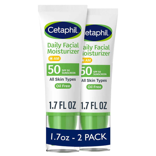 Cetaphil Daily Facial Moisturizer SPF 50 – Calming Morning Skincare Ritual for Sensitive Skin, Fragrance-Free Hydration