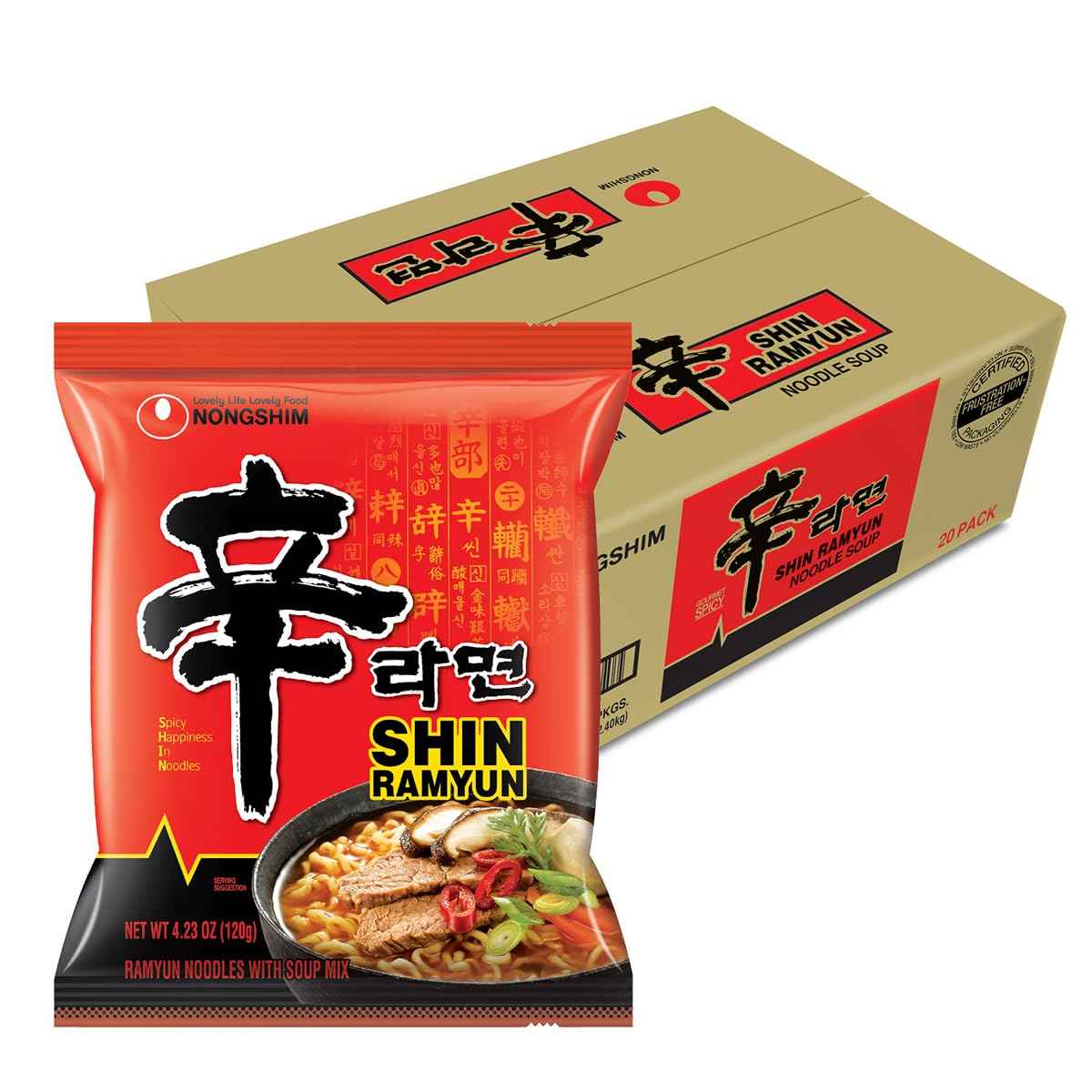 Nongshim Shin Ramyun Spicy Korean Ramen – Portable Pantry Meal for Camping Trips