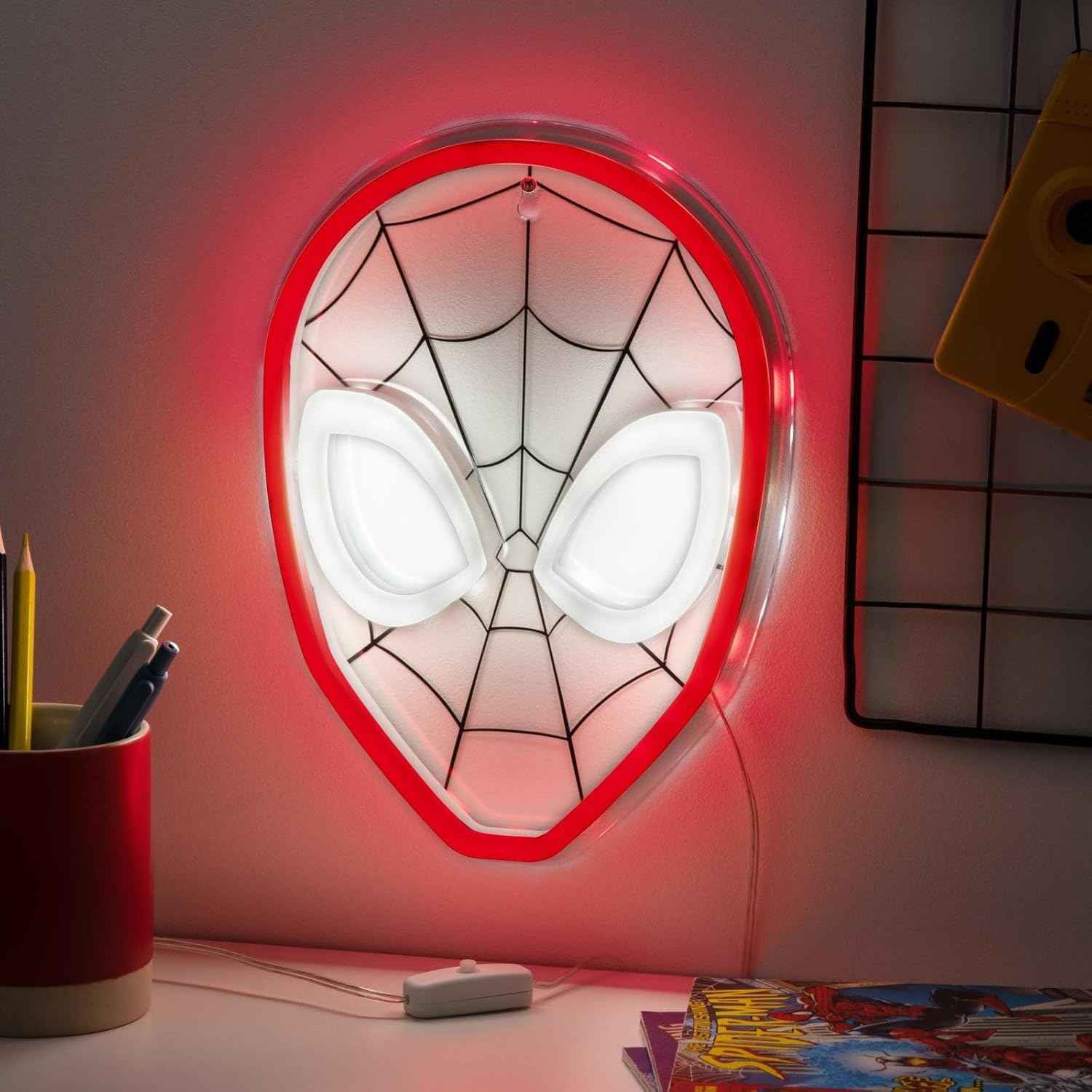 Spider-Man LED Neon Light – Safe Night Light for Kids Bedroom, Cool to Touch Plastic Wall Decor for Boys and Girls
