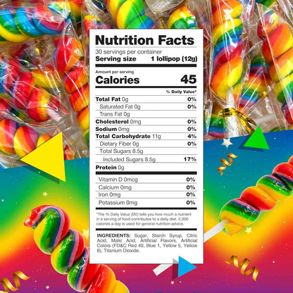 Rainbow Swirl Lollipop Jar – Nostalgic Tutti-Frutti Candy Gift for Kids, Grandchildren, and Family Gatherings