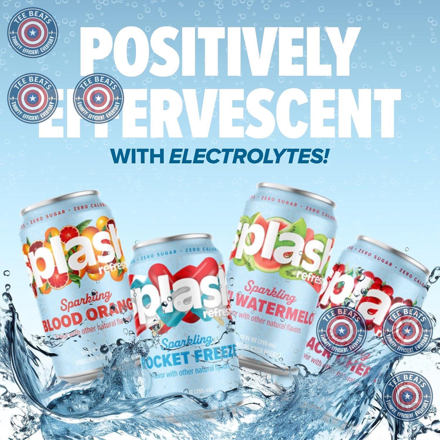 Splash Refresher Sparkling Water – Portable Picnic Beverage, Electrolyte Hydration for Outdoor Dining