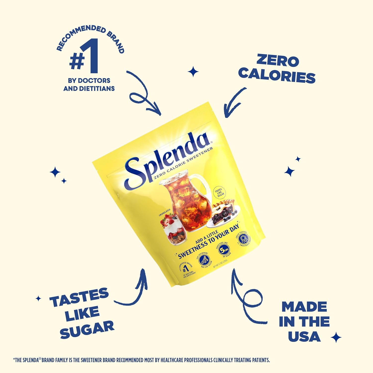 SPLENDA Granulated Sweetener – Family-Safe Sugar Swap for Kids' Cereal, Oatmeal, and Lunchboxes