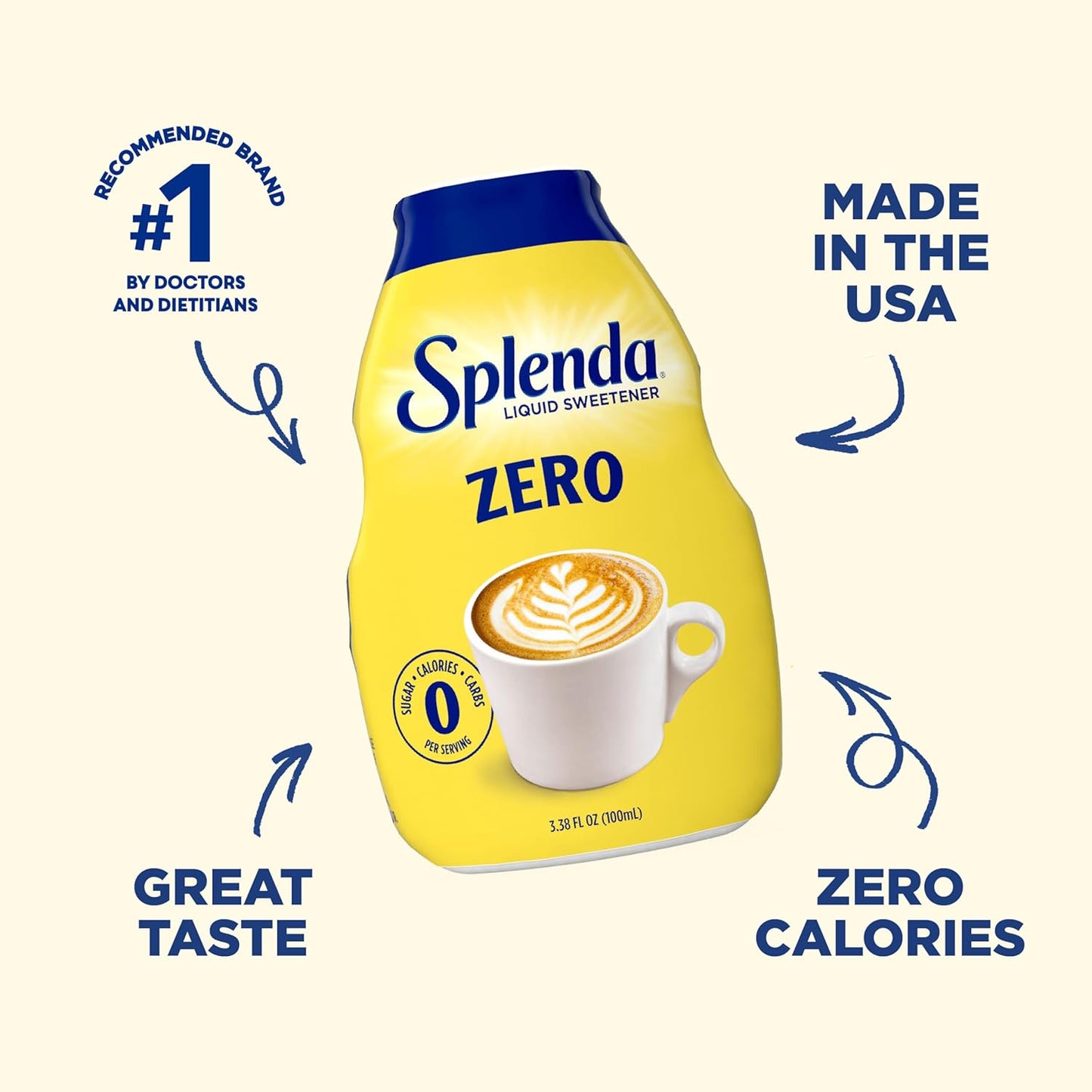 Splenda Liquid Zero Calorie Sweetener Drops – Office Desk Essential for Focused Workday Coffee and Tea