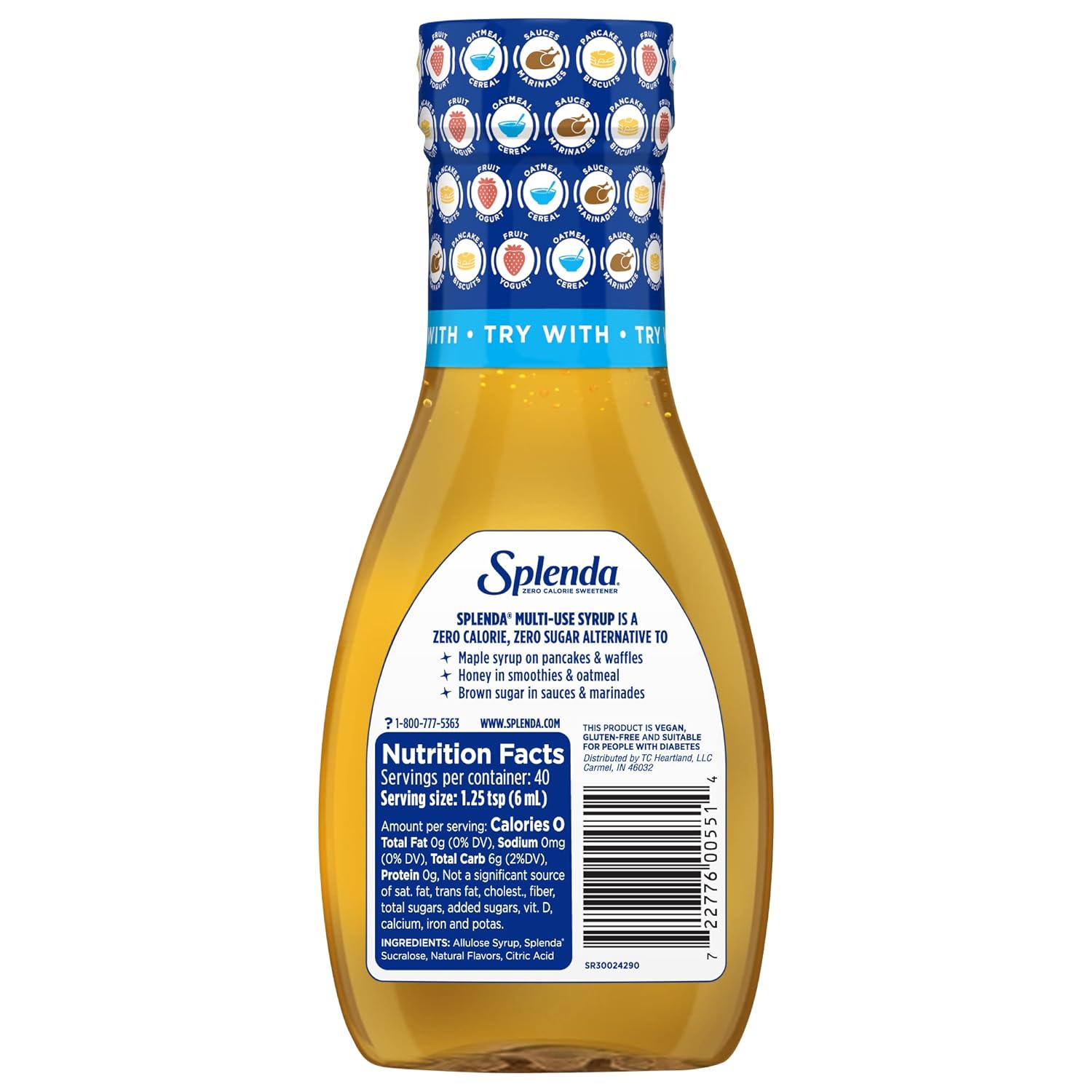 Splenda Multi-Use Allulose Syrup, One Bottle Replaces Maple Syrup Honey Agave and Brown Sugar, Clutter-Free Pantry Staple 8oz